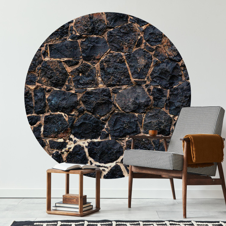 Round wallpaper Dark Wall - Stone Composition in Graphite and Black Tones 149175 additionalImage 2