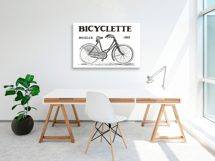 Canvas Old school vehicle - bicycle graphics in vintage line art style 115085 additionalImage 3
