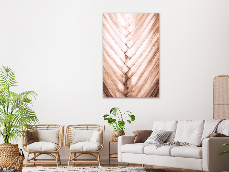 Canvas Slim leaves - Structure of a dry palm leaf in a delicate bronze 135285 additionalImage 3