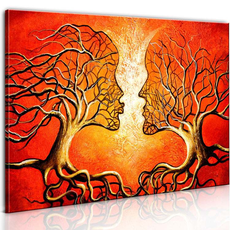 Canvas Passionate Kiss (1-piece) - abstraction with a couple and tree motif 46885 additionalImage 2