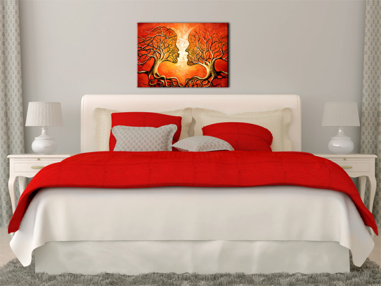 Canvas Passionate Kiss (1-piece) - abstraction with a couple and tree motif 46885 additionalImage 3