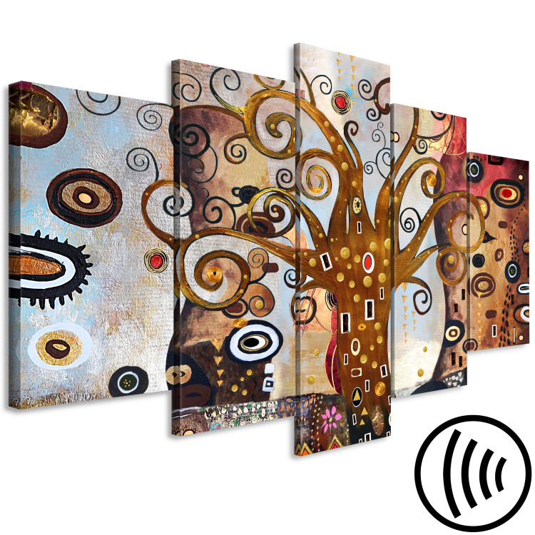 Canvas Art Nouveau tree - an abstract pentaptic with geometric elements 118495 additionalImage 6