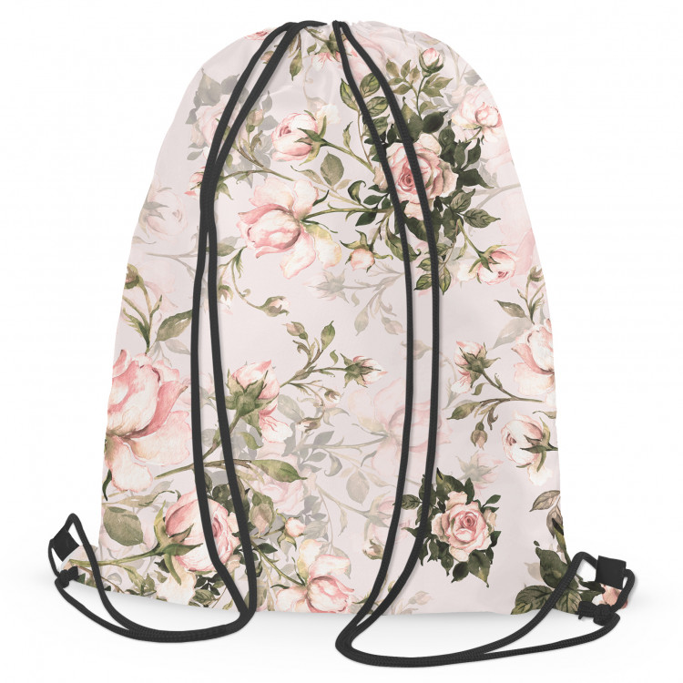 Backpack In a rose garden - flower composition in shades of green and pink 147695