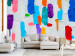 Wall Mural Colourful expression - painted pattern in coloured shapes on white background 90095