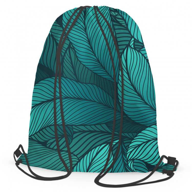 Backpack Leafy thickets - a graphic floral pattern in shades of sea green 147706