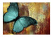 Wall Mural Painted Butterfly - Blue watercolor-style butterfly on a patterned background 61306 additionalThumb 1