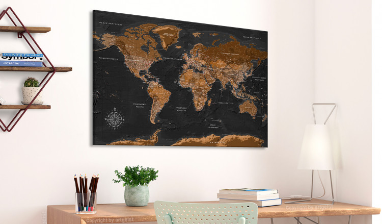Decorative Pinboard Brown World Map [Cork Map - Polish Text] 106516 additionalImage 2