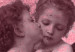 Canvas Angelic kiss - angels in love on an abstract, pink background 118216 additionalThumb 5
