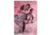 Canvas Angelic kiss - angels in love on an abstract, pink background 118216