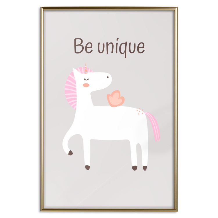 Poster Be Unique - Cheerful Unicorn and a Motivating Slogan for Kids 146616 additionalImage 18