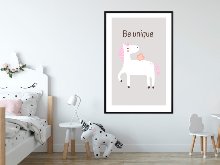 Poster Be Unique - Cheerful Unicorn and a Motivating Slogan for Kids 146616 additionalImage 13