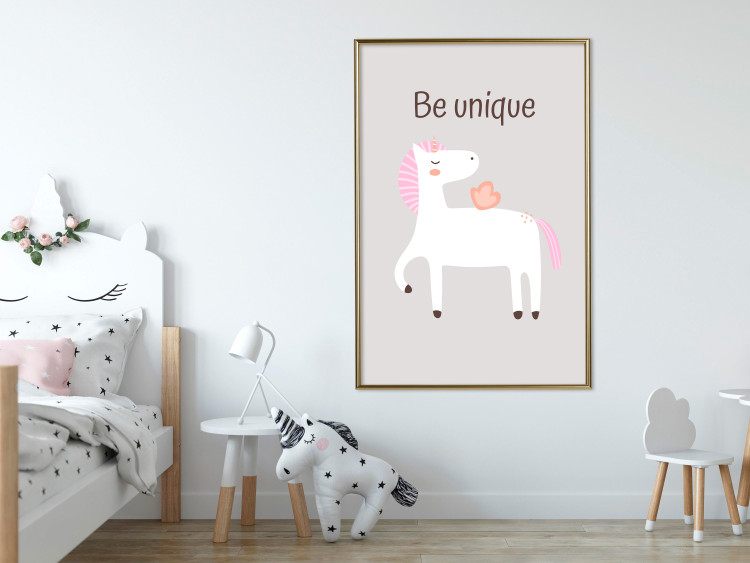 Poster Be Unique - Cheerful Unicorn and a Motivating Slogan for Kids 146616 additionalImage 10