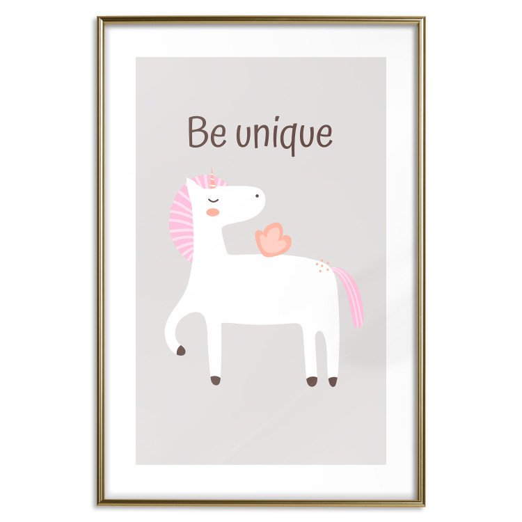 Poster Be Unique - Cheerful Unicorn and a Motivating Slogan for Kids 146616 additionalImage 19