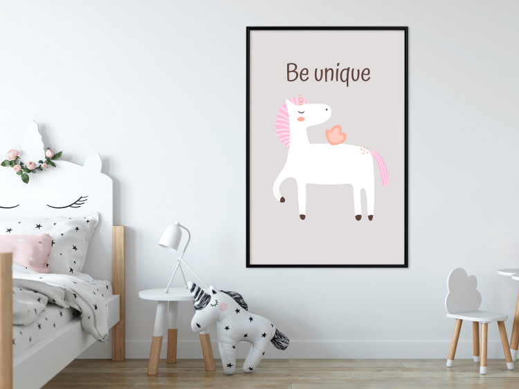 Poster Be Unique - Cheerful Unicorn and a Motivating Slogan for Kids 146616 additionalImage 14