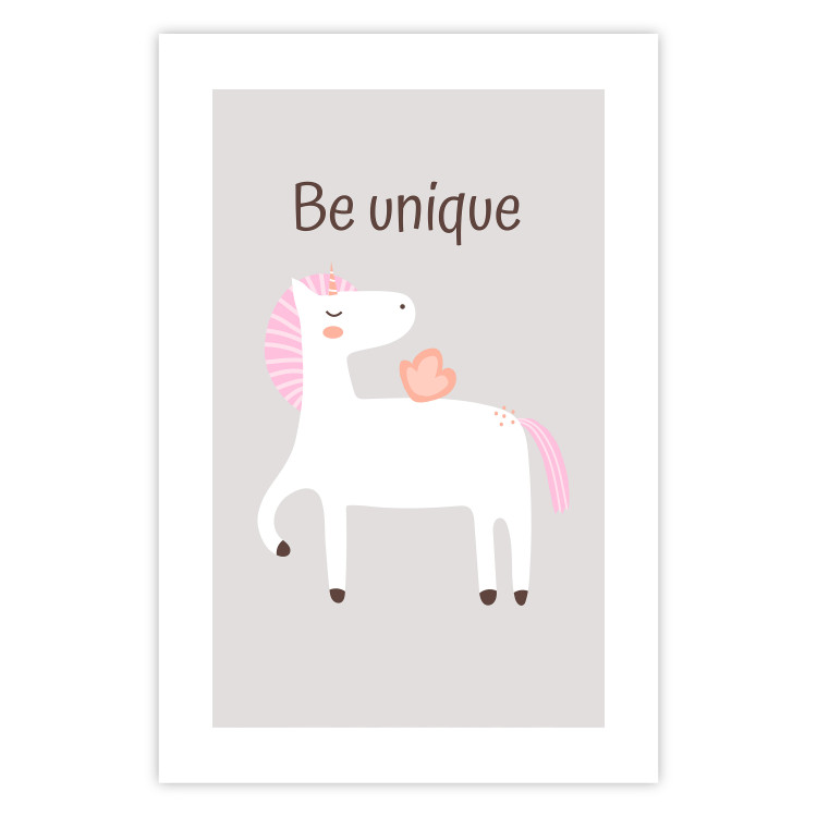 Poster Be Unique - Cheerful Unicorn and a Motivating Slogan for Kids 146616 additionalImage 17