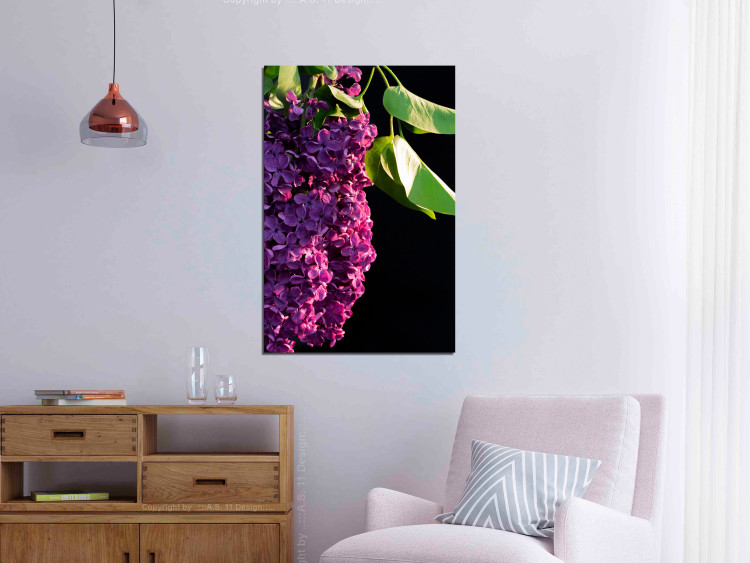 Canvas Common Lilac - a purple flower and leaves on a black background 121626 additionalImage 3