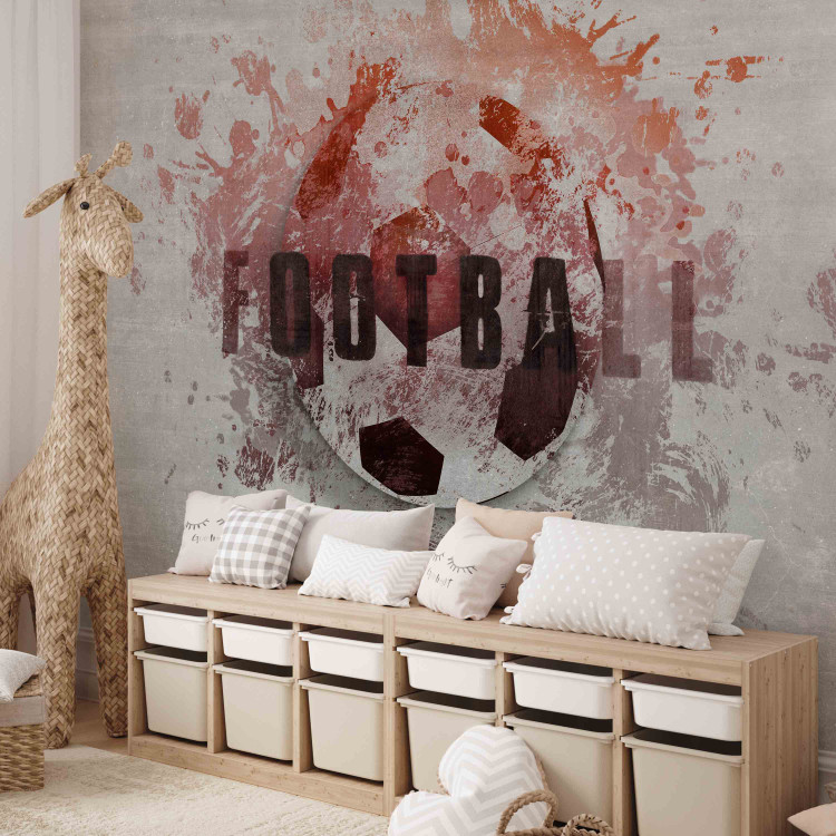 Wall Mural Hobby is football - red motif with ball and text in English 143326 additionalImage 5