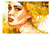 Wall Mural Amber portrait of a woman - silhouette and face of a woman in yellow watercolour 64526 additionalThumb 1