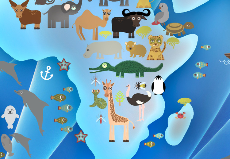 Canvas A world full of animals - Blue continents with animal images 135136 additionalImage 5