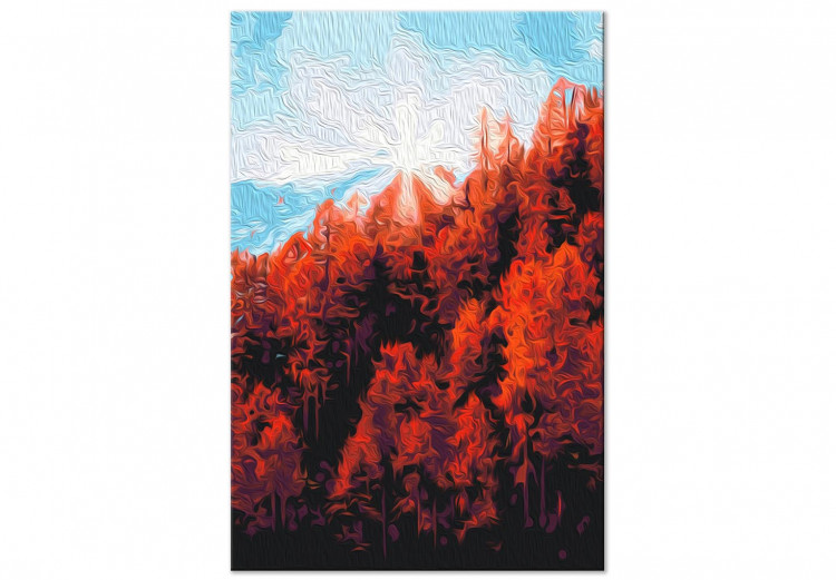 Paint by Number Kit Autumn Morning - Red Forest against the Blue Sky 146536 additionalImage 4