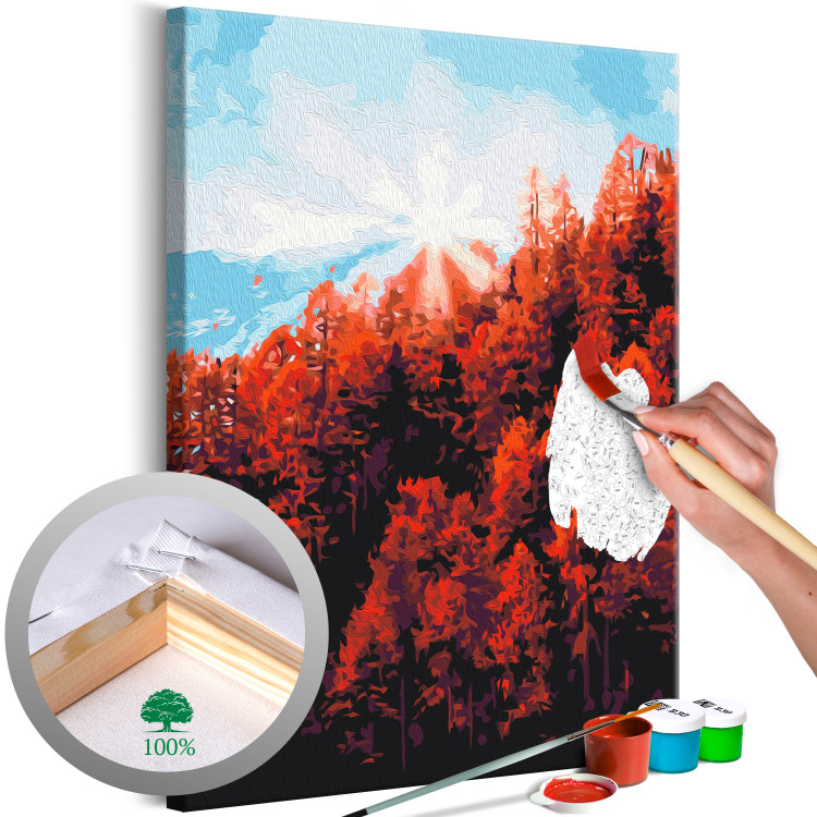 Paint by Number Kit Autumn Morning - Red Forest against the Blue Sky 146536