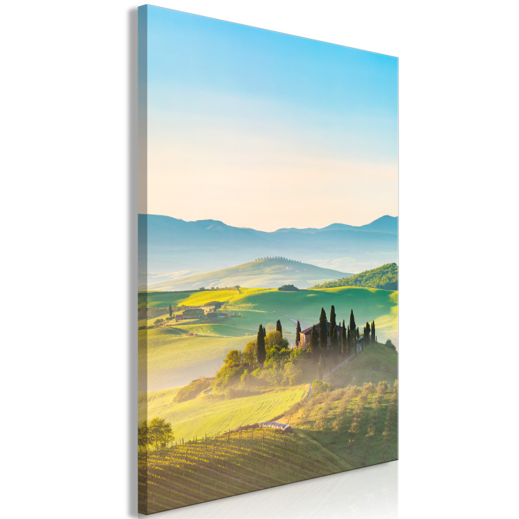 Canvas Tuscany Landscape - Photo of Green Fields at Sunrise 149836 additionalImage 2