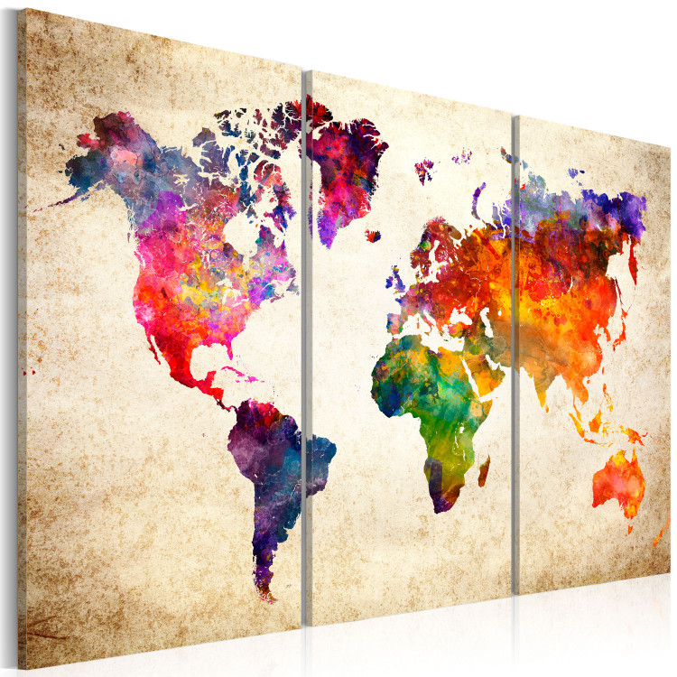 Canvas The World's Map in Watercolor 93736 additionalImage 2