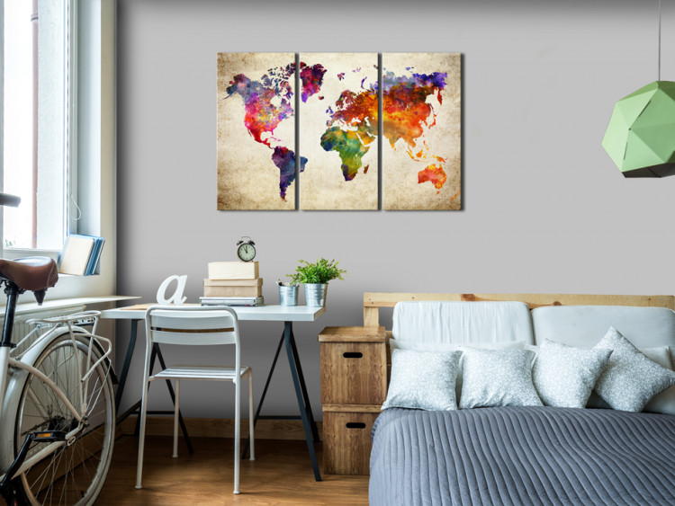 Canvas The World's Map in Watercolor 93736 additionalImage 3