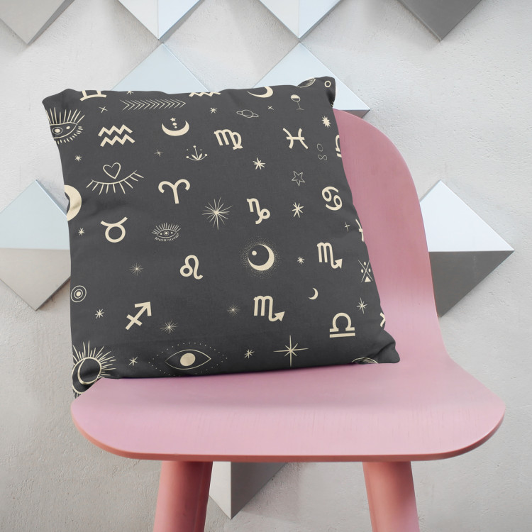 Decorative Microfiber Pillow Hidden message - planets, stars and the eye symbol on dark background cushions 146946 additionalImage 4