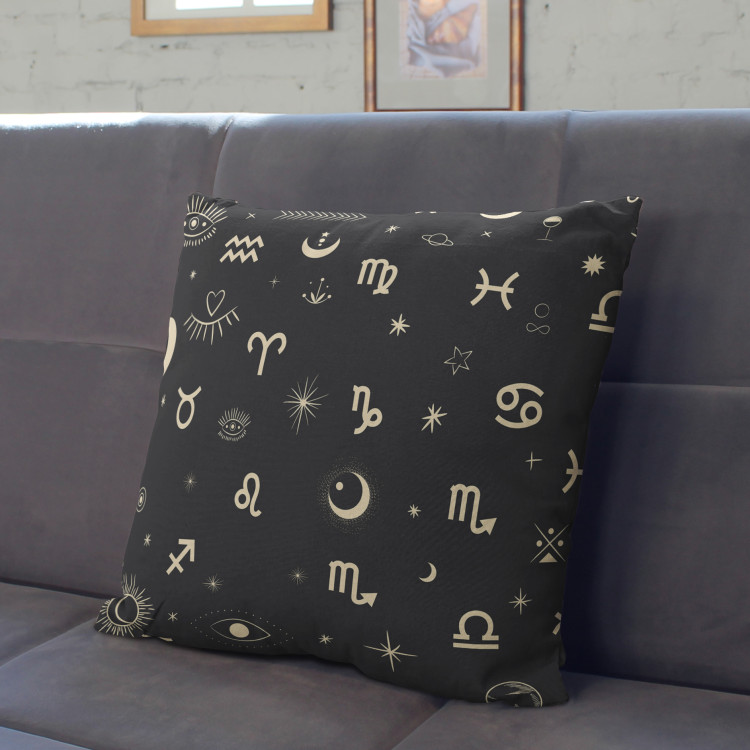 Decorative Microfiber Pillow Hidden message - planets, stars and the eye symbol on dark background cushions 146946 additionalImage 3
