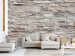 Wall Mural Enchantment - beige background with irregular texture of stone blocks 97946