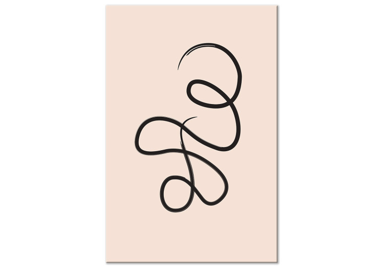 Canvas Black, twisted string - an abstract wave on a beige background 125656