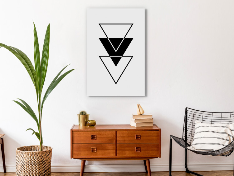 Canvas Three triangles - abstraction with black and white geometric figures 127956 additionalImage 3