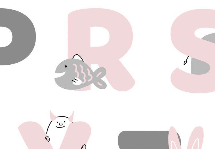 Canvas Polish Alphabet for Children - Pink and Gray Letters with Animals 146456 additionalImage 5