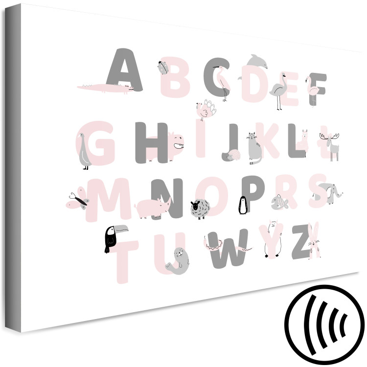 Canvas Polish Alphabet for Children - Pink and Gray Letters with Animals 146456 additionalImage 6