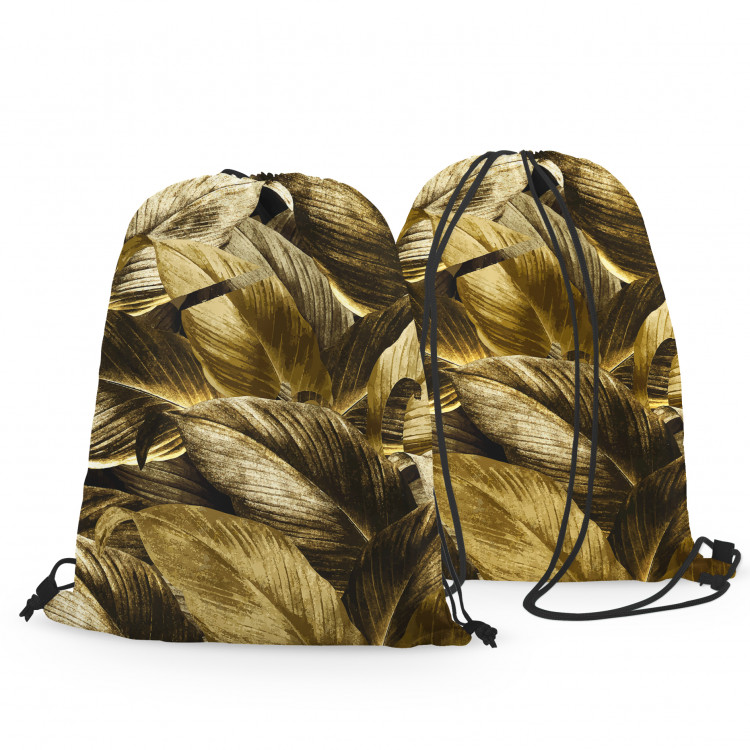 Backpack Leafy thickets - a graphic floral pattern in brass tones 147356 additionalImage 3