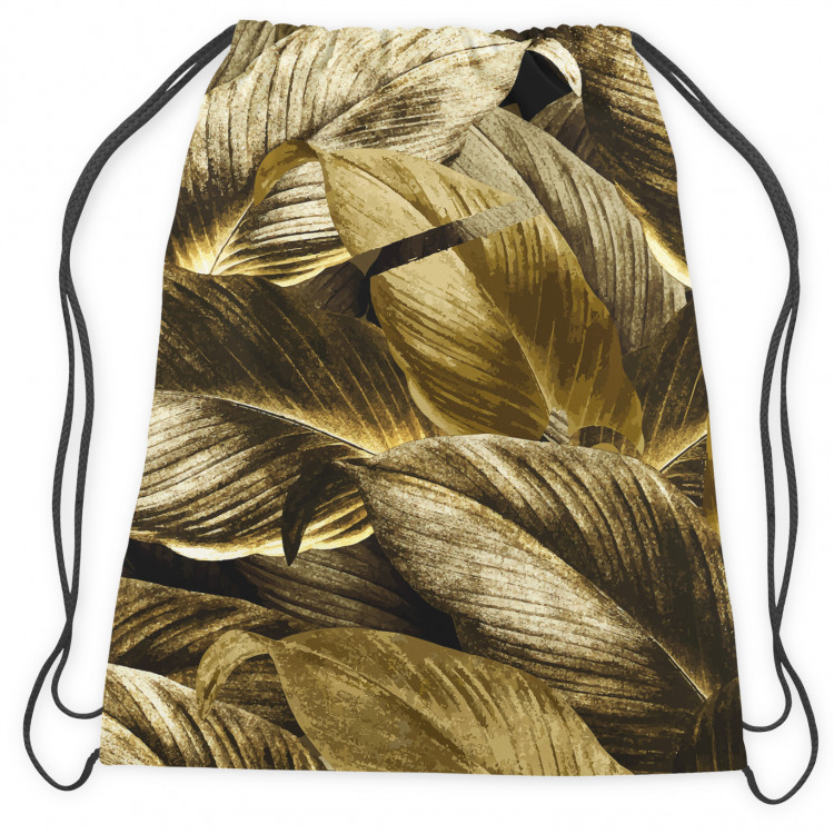 Backpack Leafy thickets - a graphic floral pattern in brass tones 147356 additionalImage 2