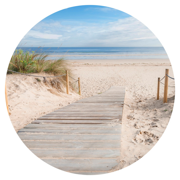 Round wallpaper Descent to the Beach - Wooden Footbridge Leading to the Sea 149156 additionalImage 1