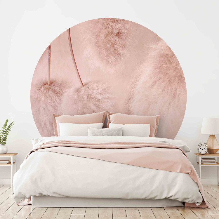 Round wallpaper Pastel Boho - Delicate Composition in Shades of Pink 151456