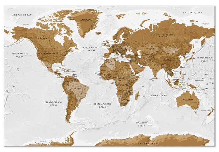 Canvas World Map: White Oceans (1 Part) Wide 125466