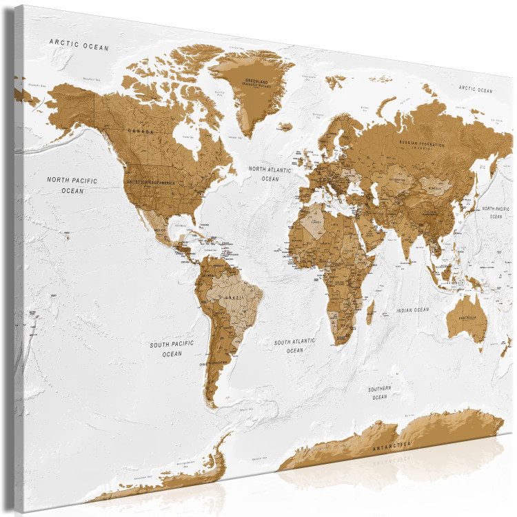 Canvas World Map: White Oceans (1 Part) Wide 125466 additionalImage 2