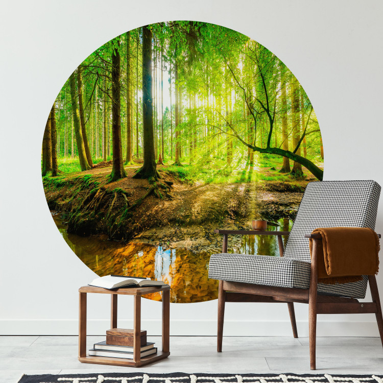 Round wallpaper Forest Pond - Colorful Water Among Green Trees and Vegetation 149166 additionalImage 2