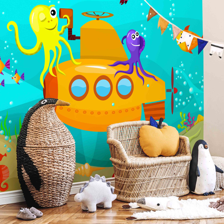 Wall Mural Treasure at the Ocean's Bottom - Yellow submarine with fish and octopuses 61166 additionalImage 5