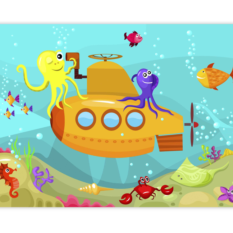 Wall Mural Treasure at the Ocean's Bottom - Yellow submarine with fish and octopuses 61166 additionalImage 3