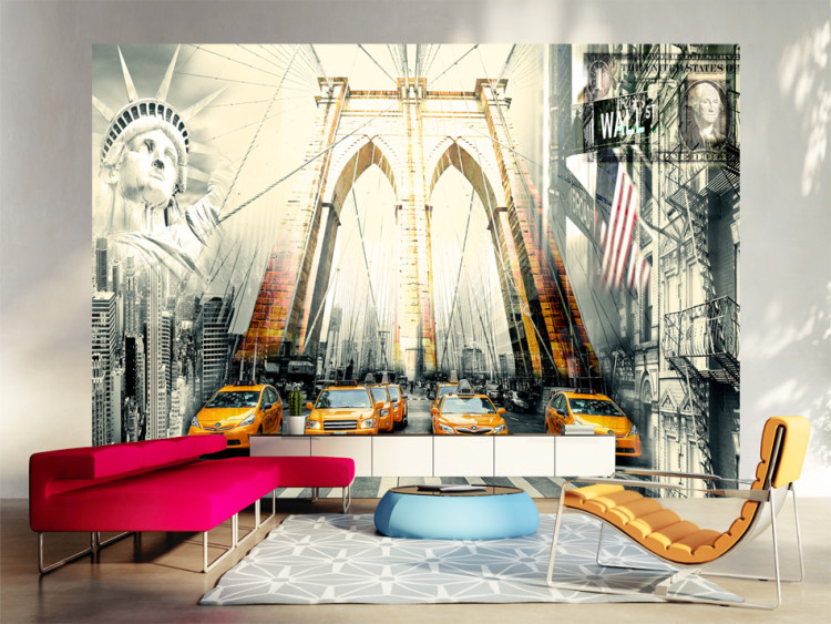Wall Mural Urban life - collage with motif of New York with the Statue of Liberty 97266