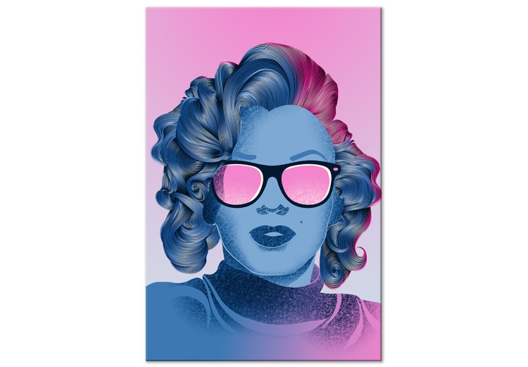 Canvas Blue Marilyn Monroe portrait - face of Norma Jeane on pink background 123476