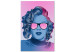 Canvas Blue Marilyn Monroe portrait - face of Norma Jeane on pink background 123476