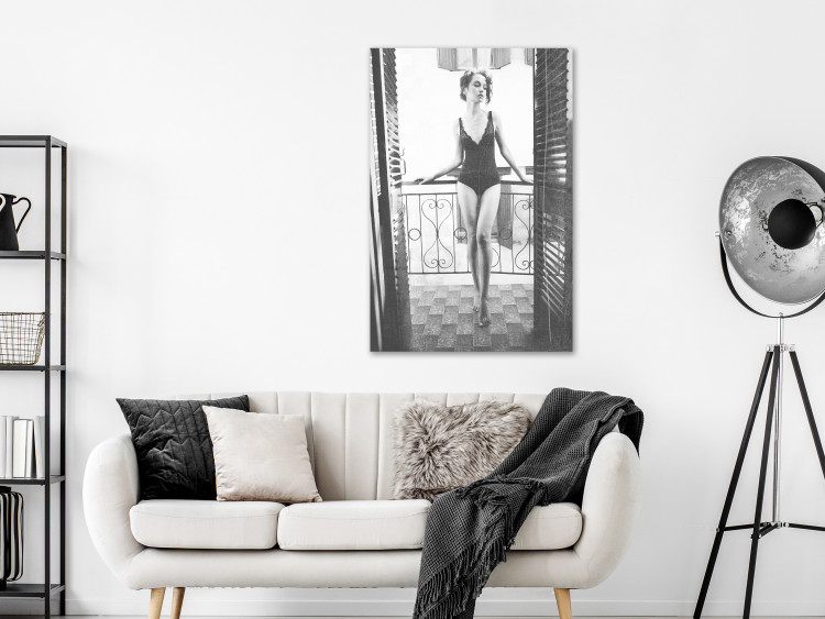 Canvas Woman on balcony - glamour style black and white photography 134176 additionalImage 3