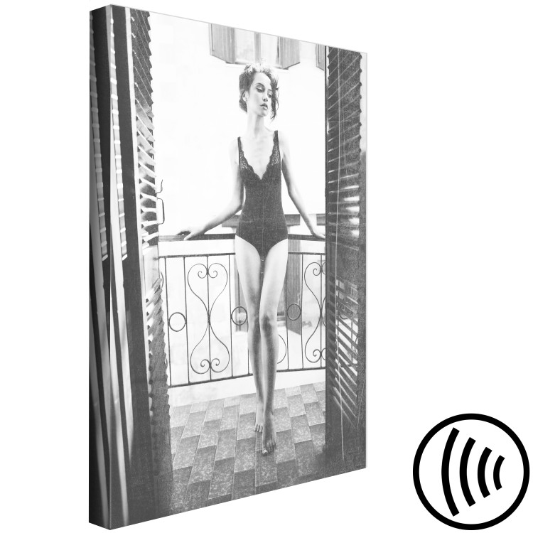 Canvas Woman on balcony - glamour style black and white photography 134176 additionalImage 6