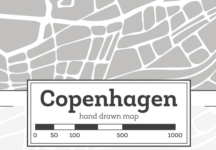 Canvas Gray Copenhagen - Capital Plan of Denmark in gray with a scale 135176 additionalImage 4